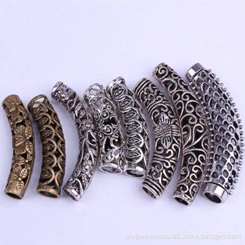Wholesale Fashion DIY  hollow alloy bend Jewelry beaded dreadlocks retro carved metal Ring hair accessories for braids